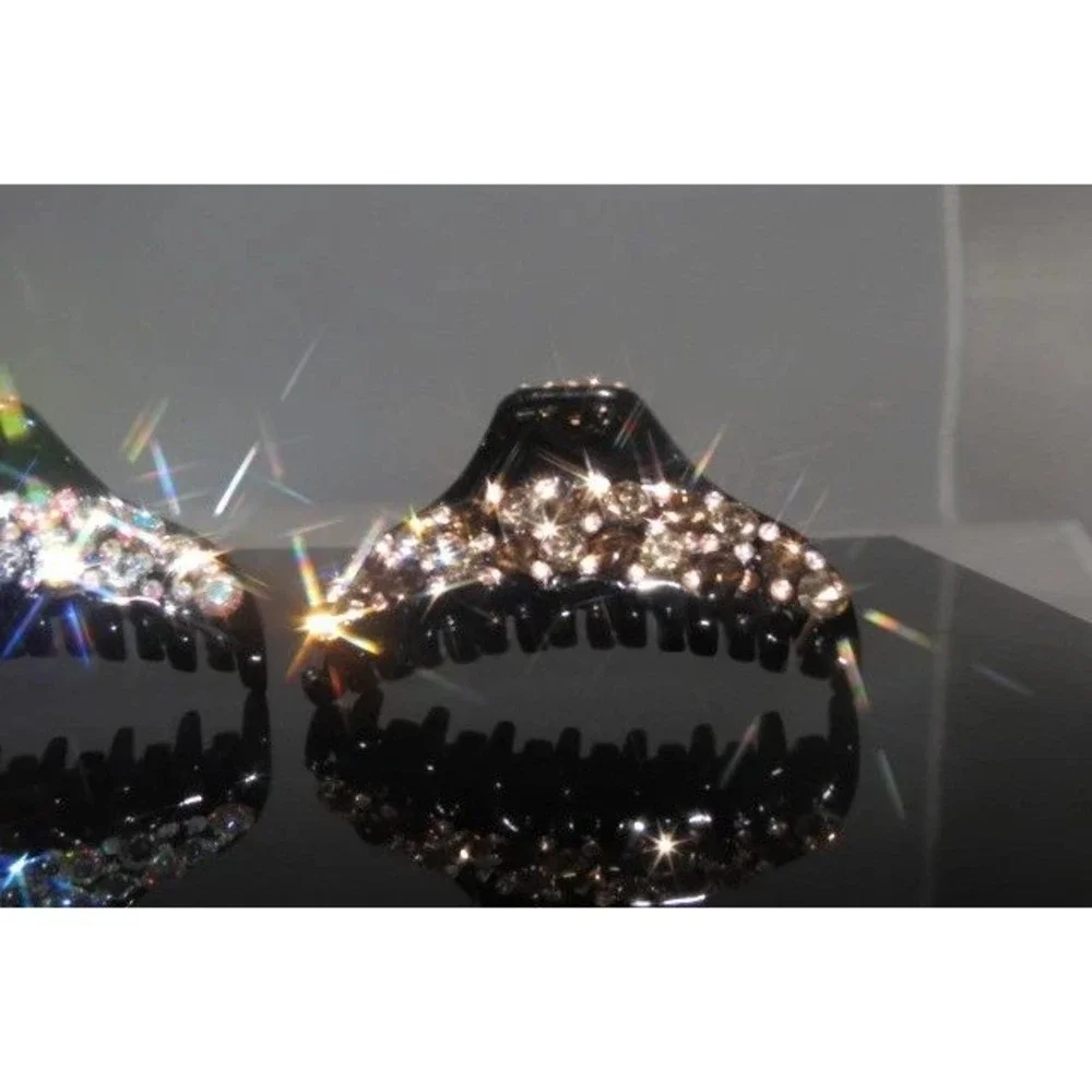 Sparkling Rhinestone Claw Clip Black Hair Accessory Women Elegant Updo Styling‎
